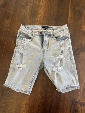 Forever 21 Light Blue Distressed Denim Shorts